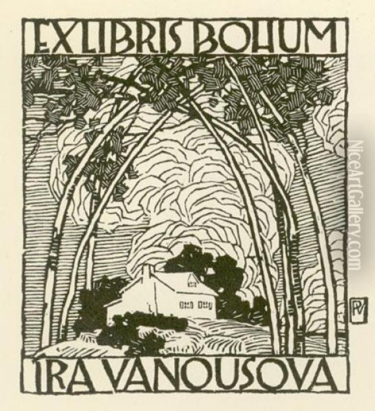 Ex Libris Of Bohumira Vanousova Oil Painting - Vojtech Adalbert Preissig