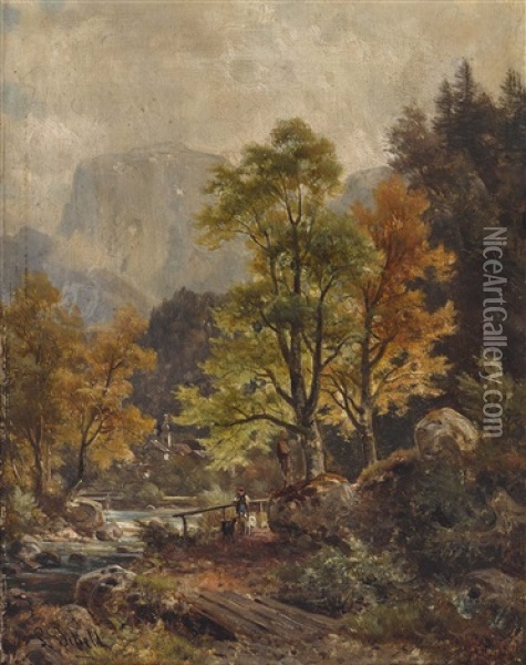 Partie Aus Der Ramsau Oil Painting - Ludwig Sckell