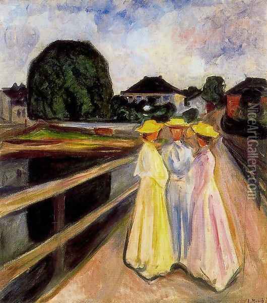 The Ladies on the Bridge Oil Painting - Edvard Munch