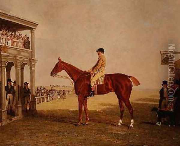 Lt General Thomas Grovesnors Chestnut Filly Defiance 1813 Oil Painting - Benjamin Marshall