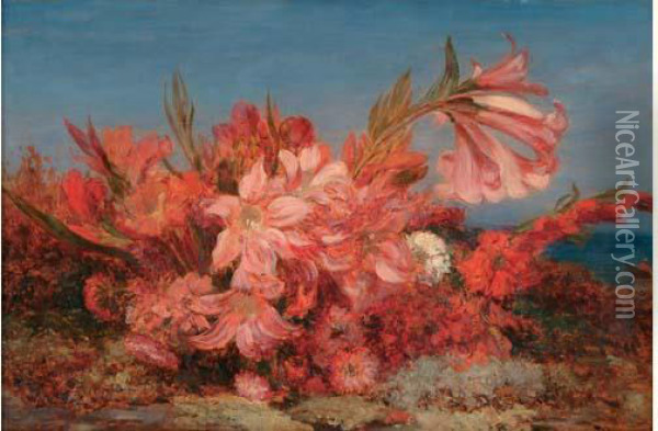 Fleurs Oil Painting - Felix Ziem