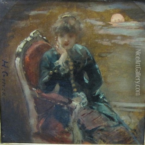 A Lady Seated In A Chair Oil Painting - Henri Gervex