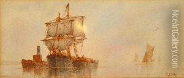 Shipping On Theeast Coast Oil Painting - Frederick James Aldridge
