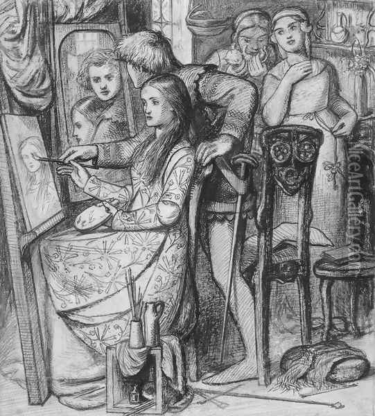A Parable of Love (or Love's Mirror) Oil Painting - Dante Gabriel Rossetti