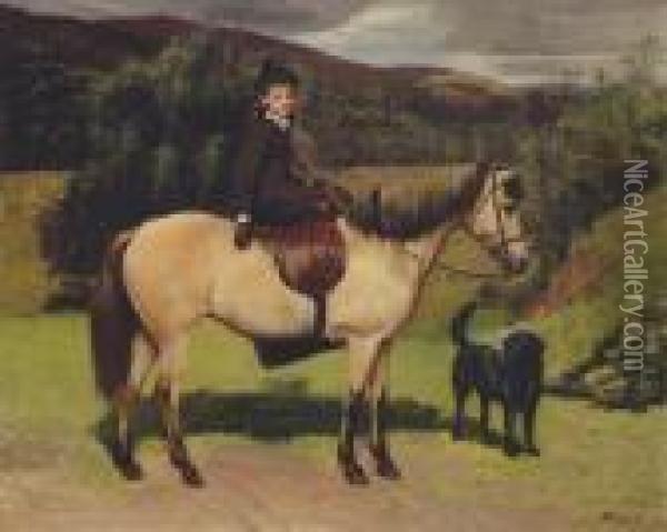 Janet Florence Menzies, On A Pony Oil Painting - Sir Francis Grant