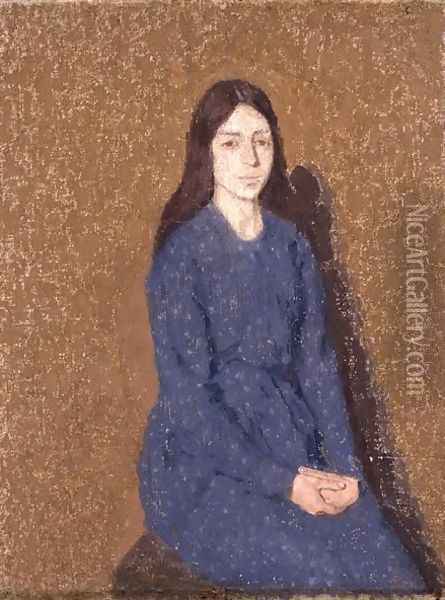 Girl in a Blue Dress Oil Painting - Gwen John