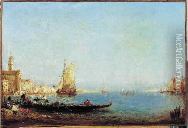 Gondoles Et Voiliers A Venise Oil Painting - Felix Ziem
