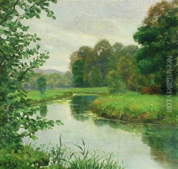 A Summer's Day By Odense A Oil Painting - Hans Andersen Brendekilde