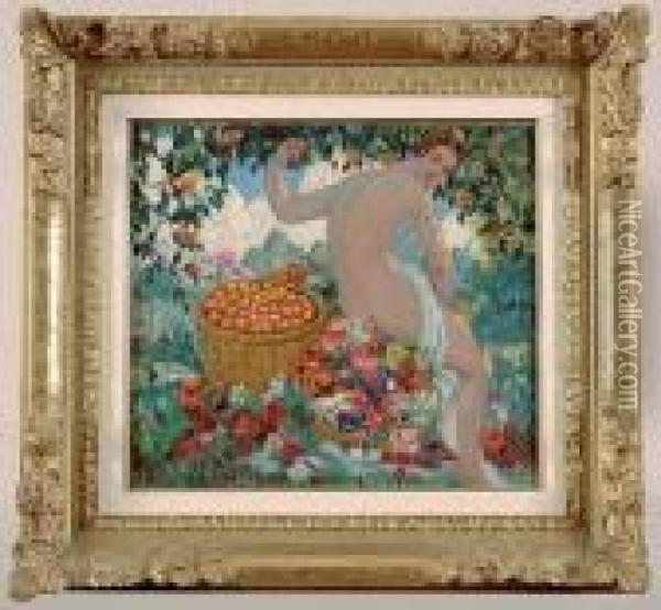 nymphe Aux Oranges Oil Painting - Louis Gustave Cambier