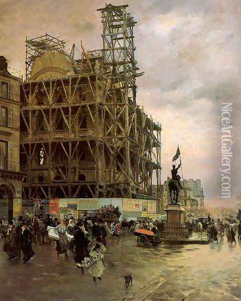The Place des Pyramides, Paris, 1875 Oil Painting - Giuseppe de Nittis