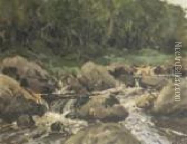 Tumbling Waters, Glendun Oil Painting - James Humbert Craig