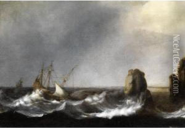 Segelschiff In Sturmischen Wogen Oil Painting - Hendrick Staets