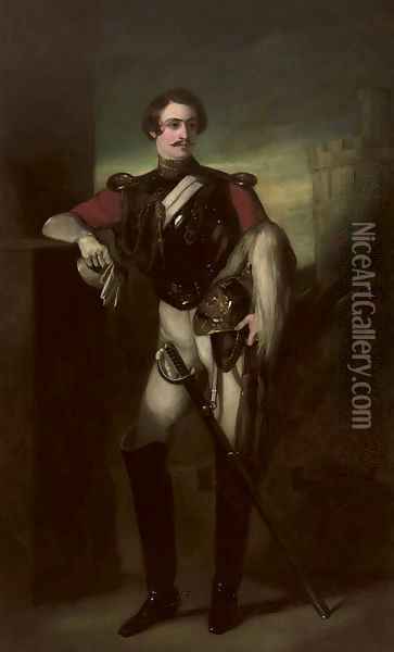 Portrait of a Life Guards officer Oil Painting - English School