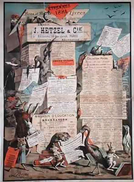 Advertisement for the publishing house Hetzel from 'Le Monde Illustre' Oil Painting - Leon Becker