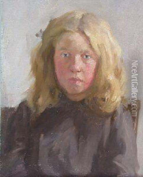 Portrait Of A Blonde Girl Oil Painting - David Foggie