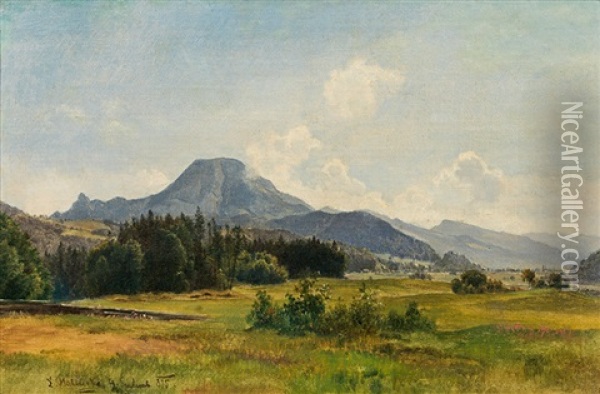 Mountainscape Oil Painting - Ludwig Georg Eduard Halauska