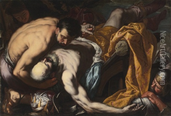 The Death Of King Josiah Oil Painting - Antonio Zanchi