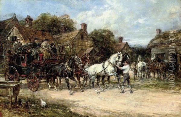 Leaving For Town Oil Painting - Heywood Hardy