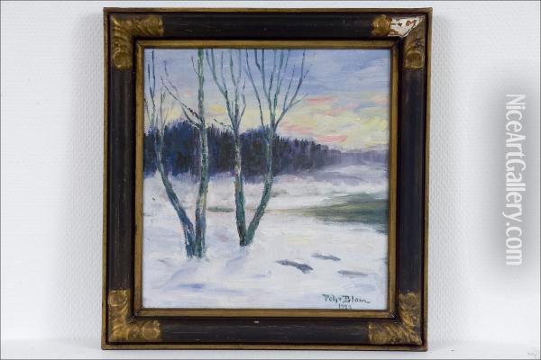 Talviaihe - Vintermotiv. Oil Painting - Pehr Blom