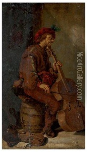 Le Joueur De Violoncelle Oil Painting - David Teniers Iv