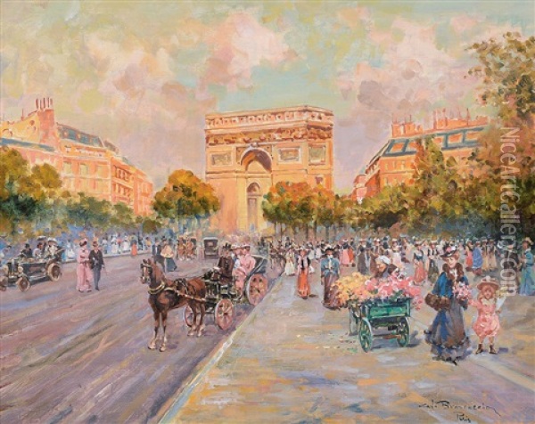 Parigi Arc Du Triomphe Oil Painting - Carlo Brancaccio