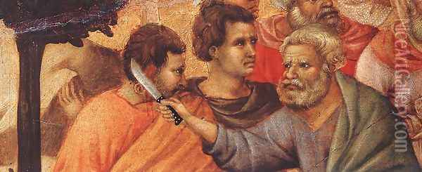 Christ Taken Prisoner (detail 2) 1308-11 Oil Painting - Duccio Di Buoninsegna
