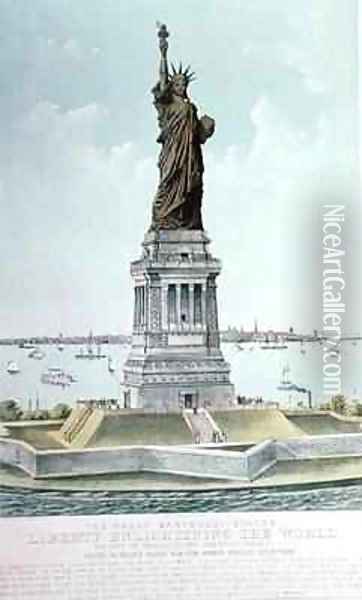 The Great Bartholdi Statue Liberty Enlightening the World Oil Painting - Currier