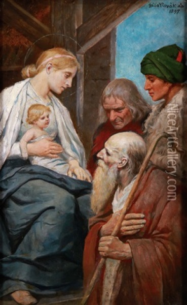 Adoration Of The Shepherds Oil Painting - Lada Novak