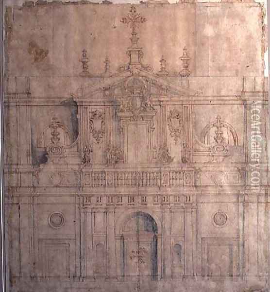 Design for the facade of Valladolid Cathedral Oil Painting - Alberto de Churriguera