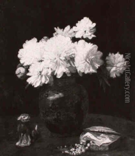 Vase De Fleurs Oil Painting - Henri Alphonse Barnoin