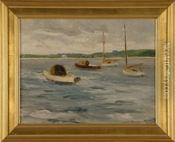 Boats In A Harbor Oil Painting - Reynolds Beal