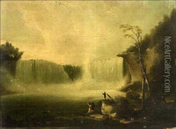 View Of Niagara, The Horseshoe Falls With Table Rock Oil Painting - Alvan Fisher