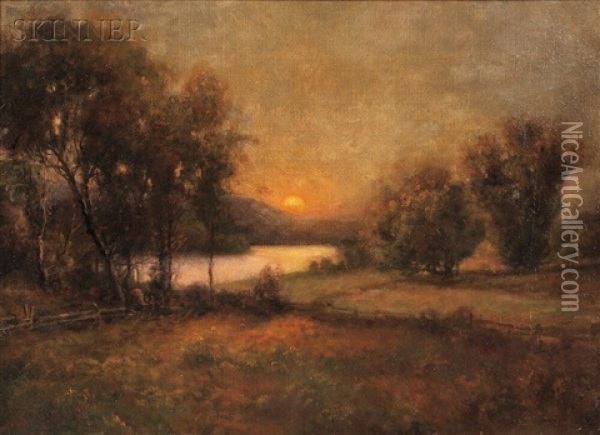 Pasture At Sunset Oil Painting - Robert Swain Gifford