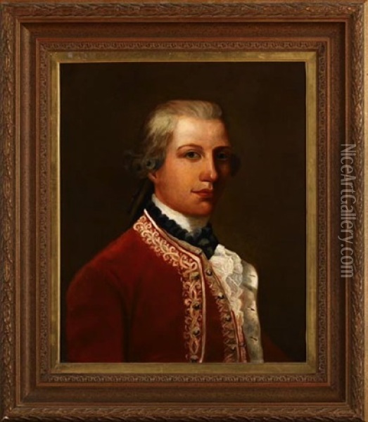 Portrait Of A Nobleman Wearing A Red Coat Oil Painting - George Romney