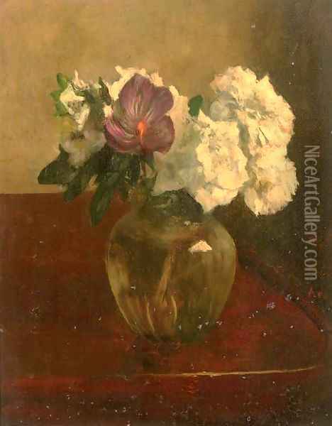 Purple and white flowers Oil Painting - Jacob Simon Hendrik Kever