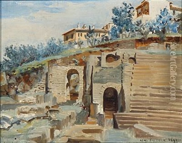 Ancient Ruins In Fiesole Oil Painting - Josef Theodor Hansen