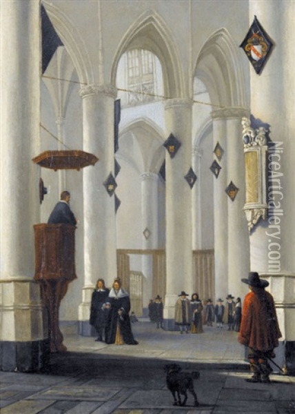Kircheninterieur Mit Hochzeitszeremonie Oil Painting - Emanuel de Witte