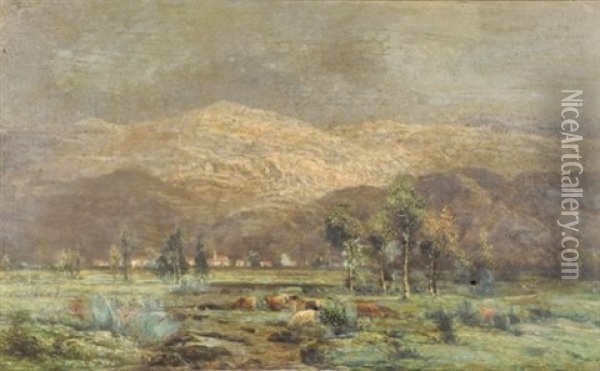 Troupeau Au Pied De La Montagne Oil Painting - Marie Guillaume Charles Leroux