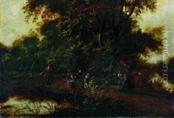 Paesaggio Con Figure Oil Painting - Anthonie Waterloo