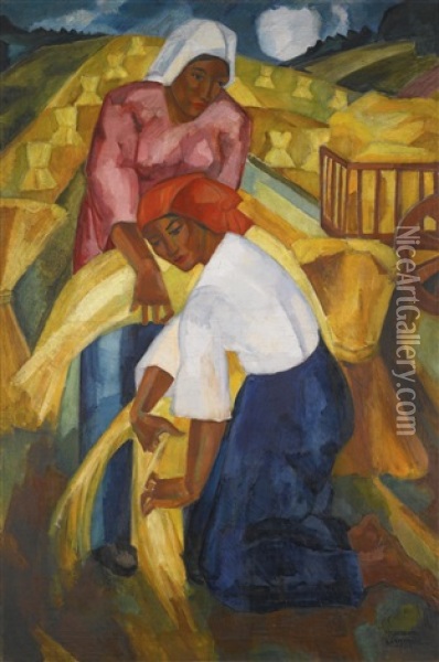 Harvesters Oil Painting - Herrmann Lismann