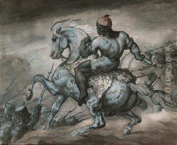 Episode De La Guerre Coloniale: Noir Sur Un Cheval Cabre Oil Painting - Theodore Gericault