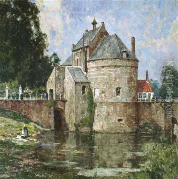 Vue De La Smedenpoort A Bruges Oil Painting - Hendrick Cassiers