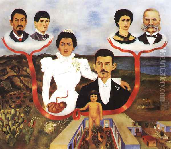 My Grandparents My Parents And I 1936 Oil Painting - Frida Kahlo