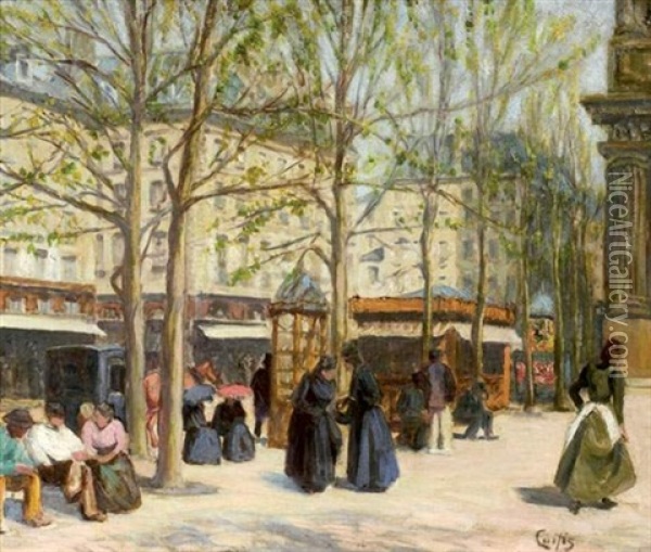 Place Saint-michel Oil Painting - George Curtis