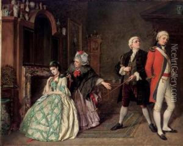 Captain Absolute's Introduction To Lydia Languish. '
Lydia
. I Won't Even Speak To Or Look At Him, Etc.' 
The Rivals Oil Painting - William Maw Egley