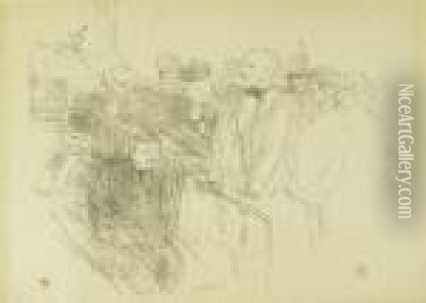 Proces Arton, Ribot A La Cour D' Assise Oil Painting - Henri De Toulouse-Lautrec