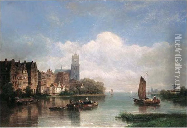 Un Capriccio De Dordrecht Oil Painting - Pierre Justin Ouvrie