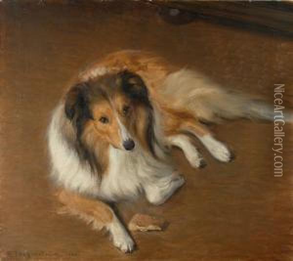 Collie Oil Painting - Robert Thegerstrom