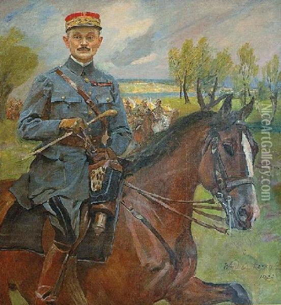 Portret Konny Generala Maxime Oil Painting - Wojciech Von Kossak