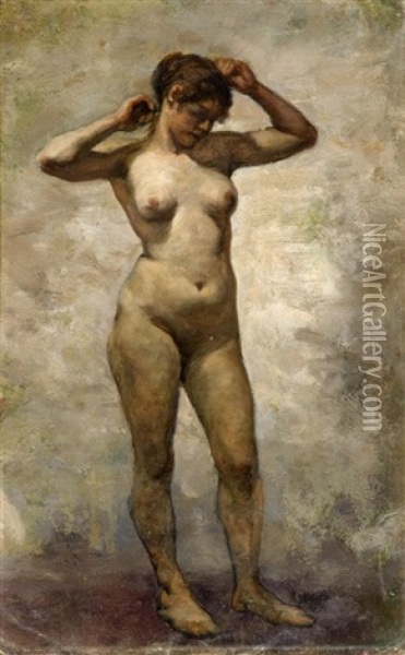 Weiblicher Akt Mit Erhobenen Armen Oil Painting - Lovis Corinth